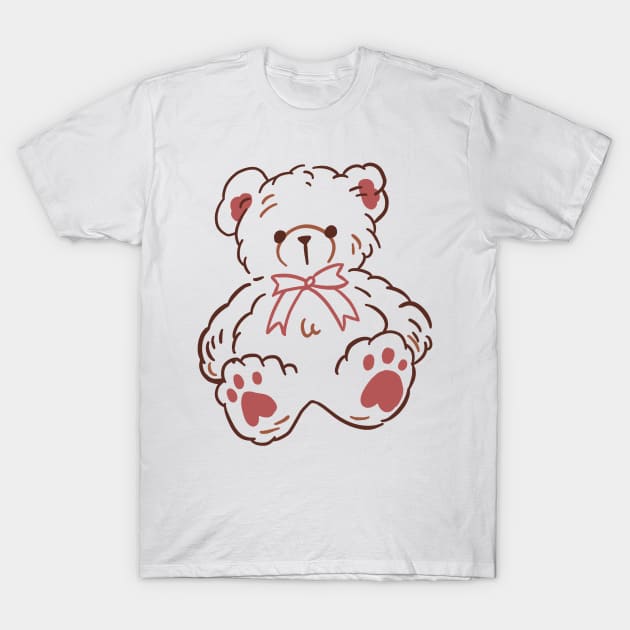 cute teddy bear outline T-Shirt by saraholiveira06